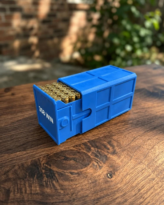 308 Winchester Magnum Ammo Box | 50 Round Stackable Storage Case | Dual-Latch Ammo Holder