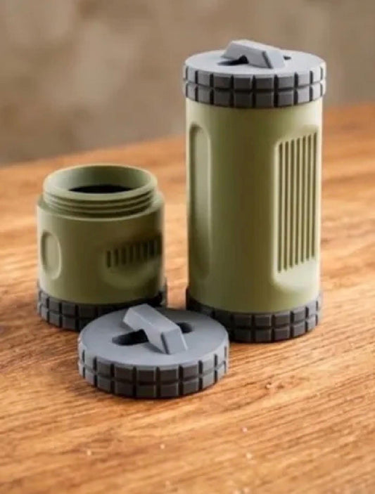 Rugged Storage Container, Tactical Screw Top Utility Capsule, EDC Gear Container with Lanyard Hole. Gift for outdoor hunter dad