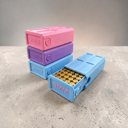 9MM Custom Printed Ammunition Stackable Storage boxes.