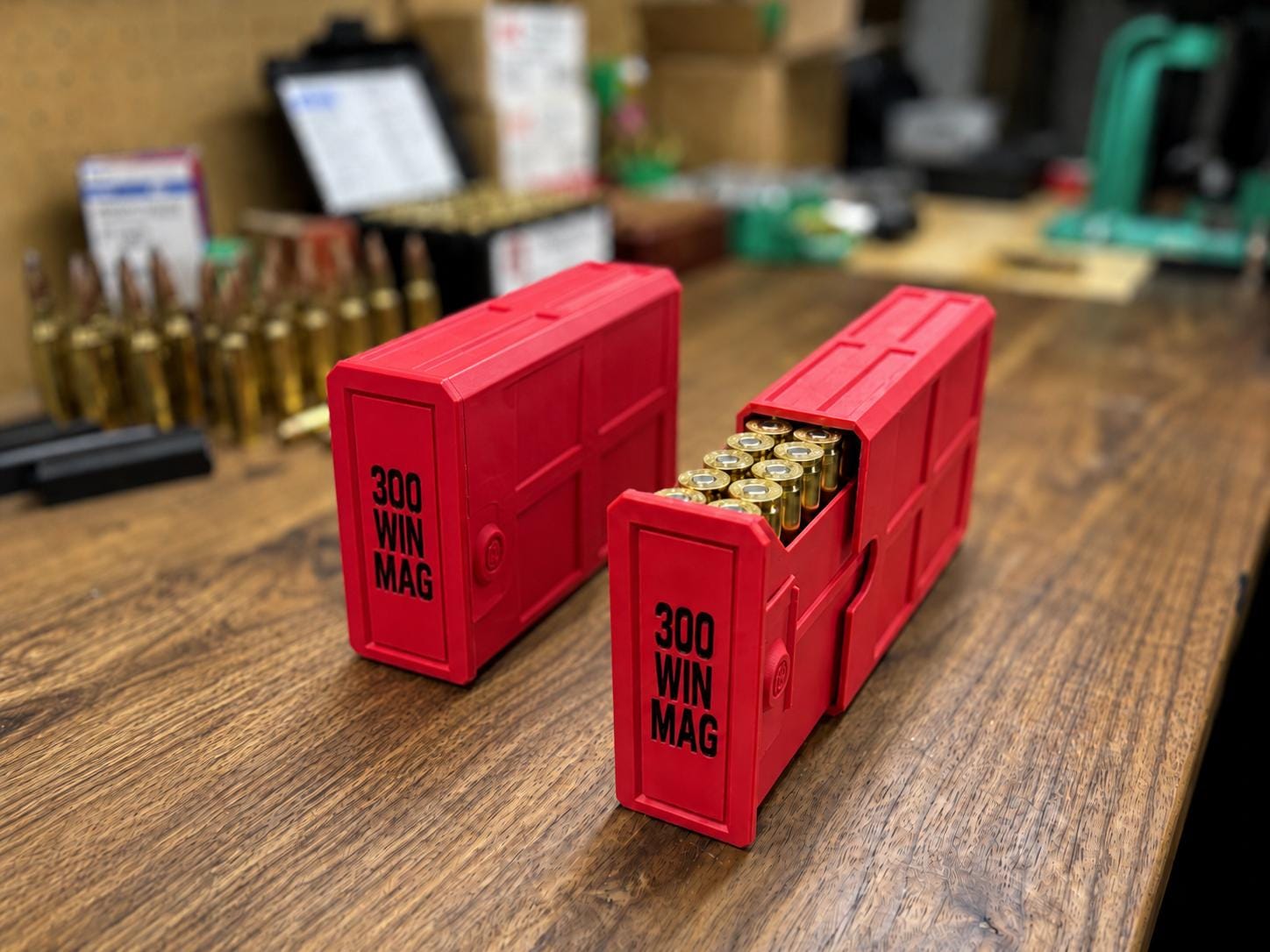 300 Winchester Magnum Ammo Box | 20 Round Stackable Storage Case | Dual-Latch Ammo Holder