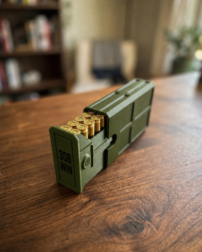 308 Winchester Magnum Ammo Box | 20 Round Stackable Storage Case | Dual-Latch Ammo Holder