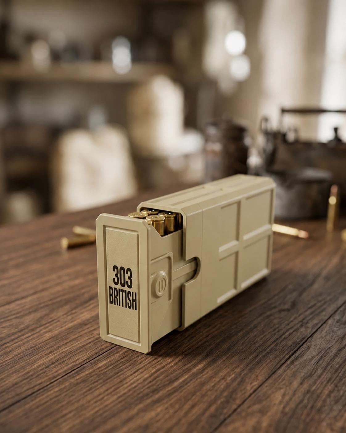 303 British Ammo Box | 20-Round Ammunition Storage Case | Stackable Sliding Cartridge Organizer