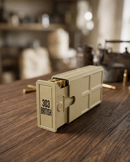 303 British Ammo Box | 20-Round Ammunition Storage Case | Stackable Sliding Cartridge Organizer