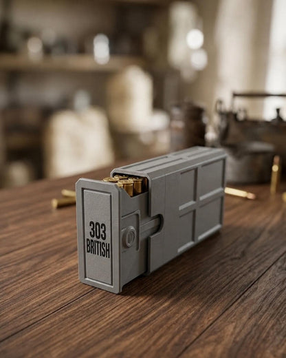 303 British Ammo Box | 20-Round Ammunition Storage Case | Stackable Sliding Cartridge Organizer