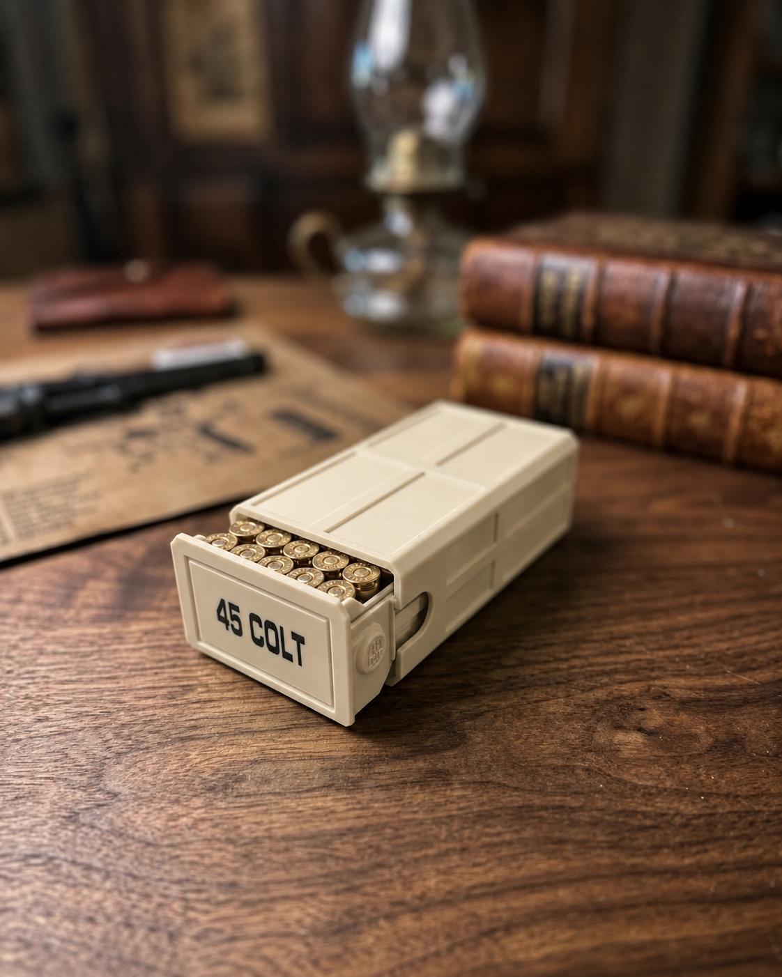 45 Colt Ammo Box – 50 Round Capacity – Stackable Sliding Drawer Ammunition Storage Case
