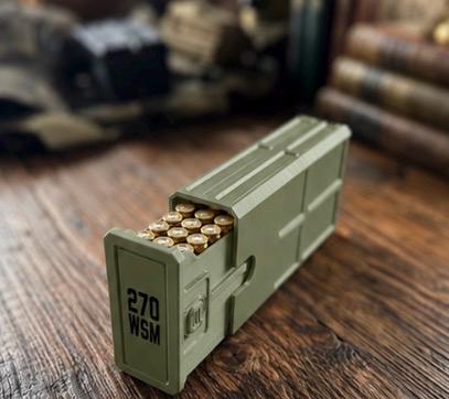 270 WSM Ammo Box – 20 Round Stackable Storage Case, Sliding Drawer, Dual Latches