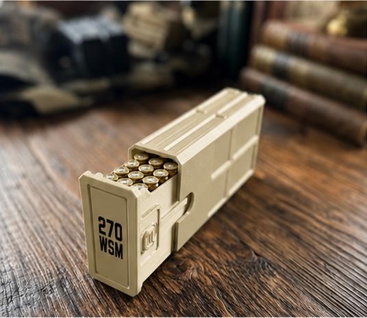 270 WSM Ammo Box – 20 Round Stackable Storage Case, Sliding Drawer, Dual Latches