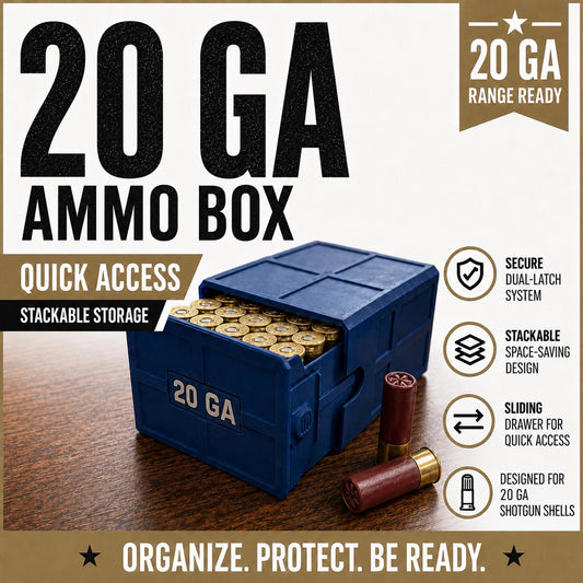 20 Gauge Shotshell Ammo Box – 25 Round Stackable Storage Case