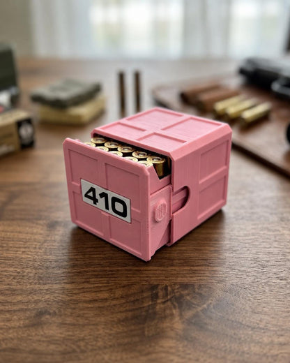 410 Ammo Box – 25-Round Shotshell Storage Case, Stackable Sliding Drawer, Made USA