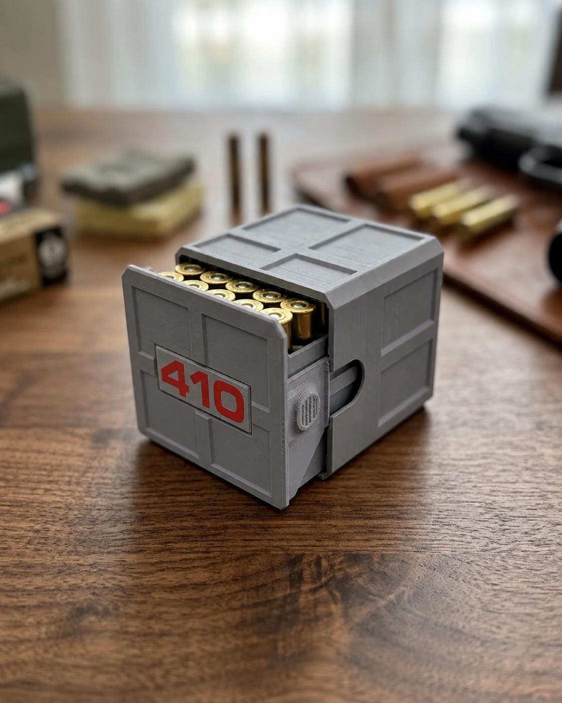 410 Ammo Box – 25-Round Shotshell Storage Case, Stackable Sliding Drawer, Made USA