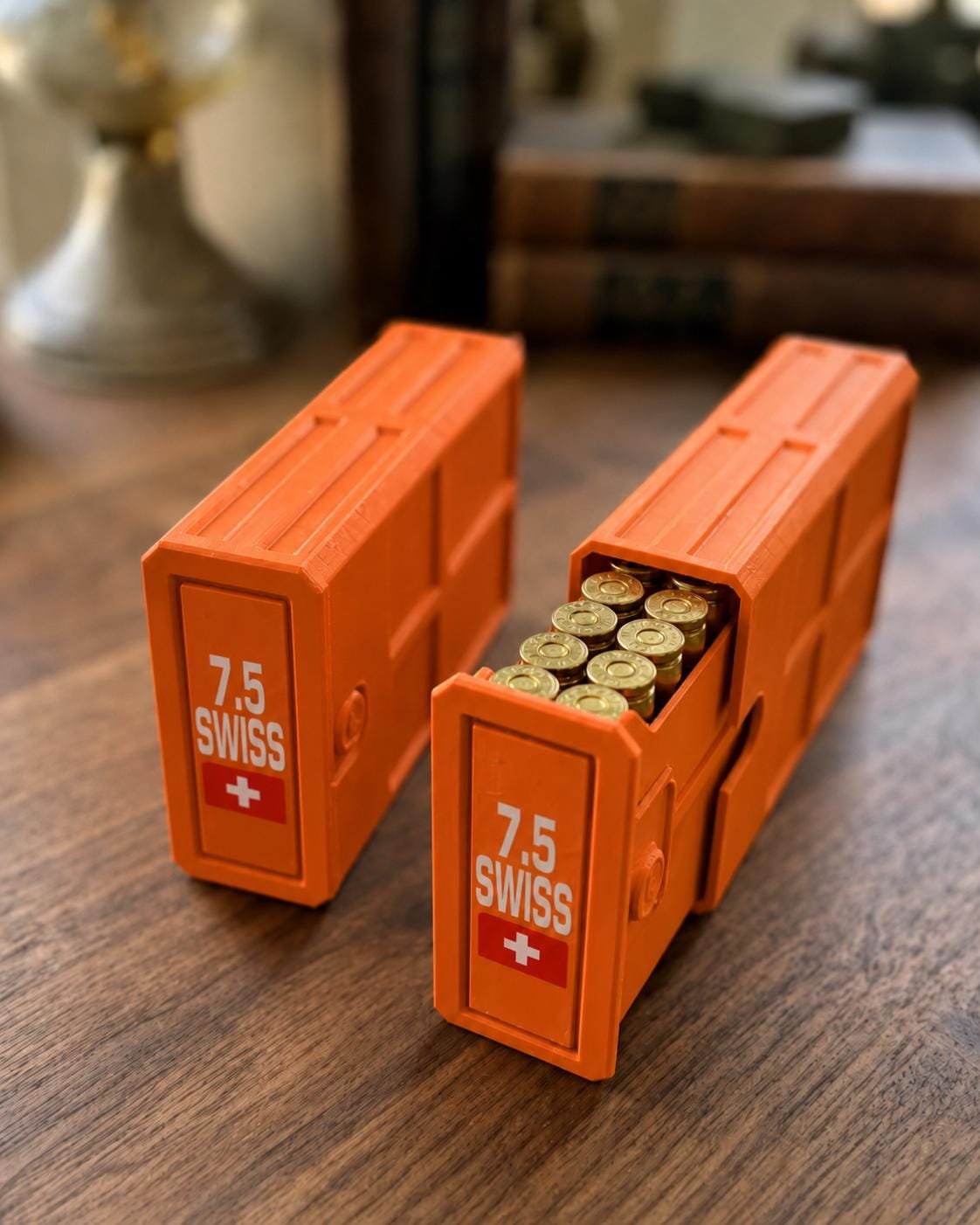 7.5x55 Swiss Ammo Box – 20 Round Capacity – Stackable Sliding Ammunition Storage Case