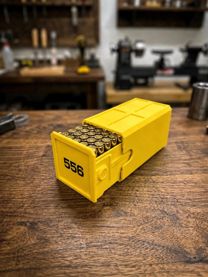 5.56 Ammo Box – 50 Round Stackable Ammunition Storage Case – Sliding Drawer with Dual Latches
