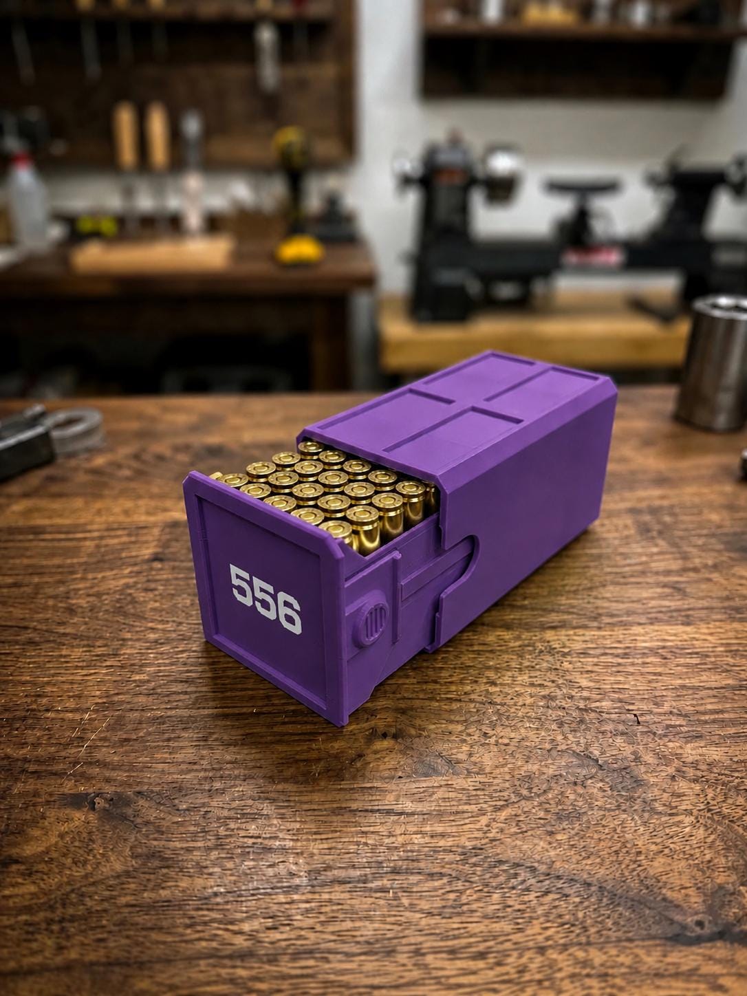 5.56 Ammo Box – 50 Round Stackable Ammunition Storage Case – Sliding Drawer with Dual Latches