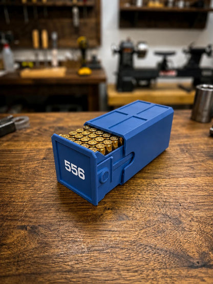 5.56 Ammo Box – 50 Round Stackable Ammunition Storage Case – Sliding Drawer with Dual Latches