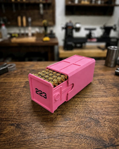 223 Ammo Box – 50 Round Stackable Ammunition Storage Case – Sliding Drawer with Dual Latches