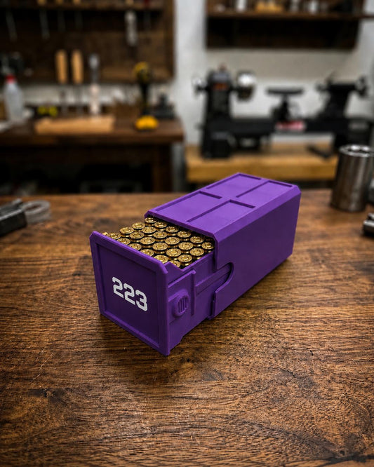 223 Ammo Box – 50 Round Stackable Ammunition Storage Case – Sliding Drawer with Dual Latches