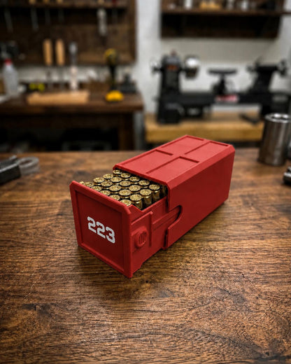 223 Ammo Box – 50 Round Stackable Ammunition Storage Case – Sliding Drawer with Dual Latches