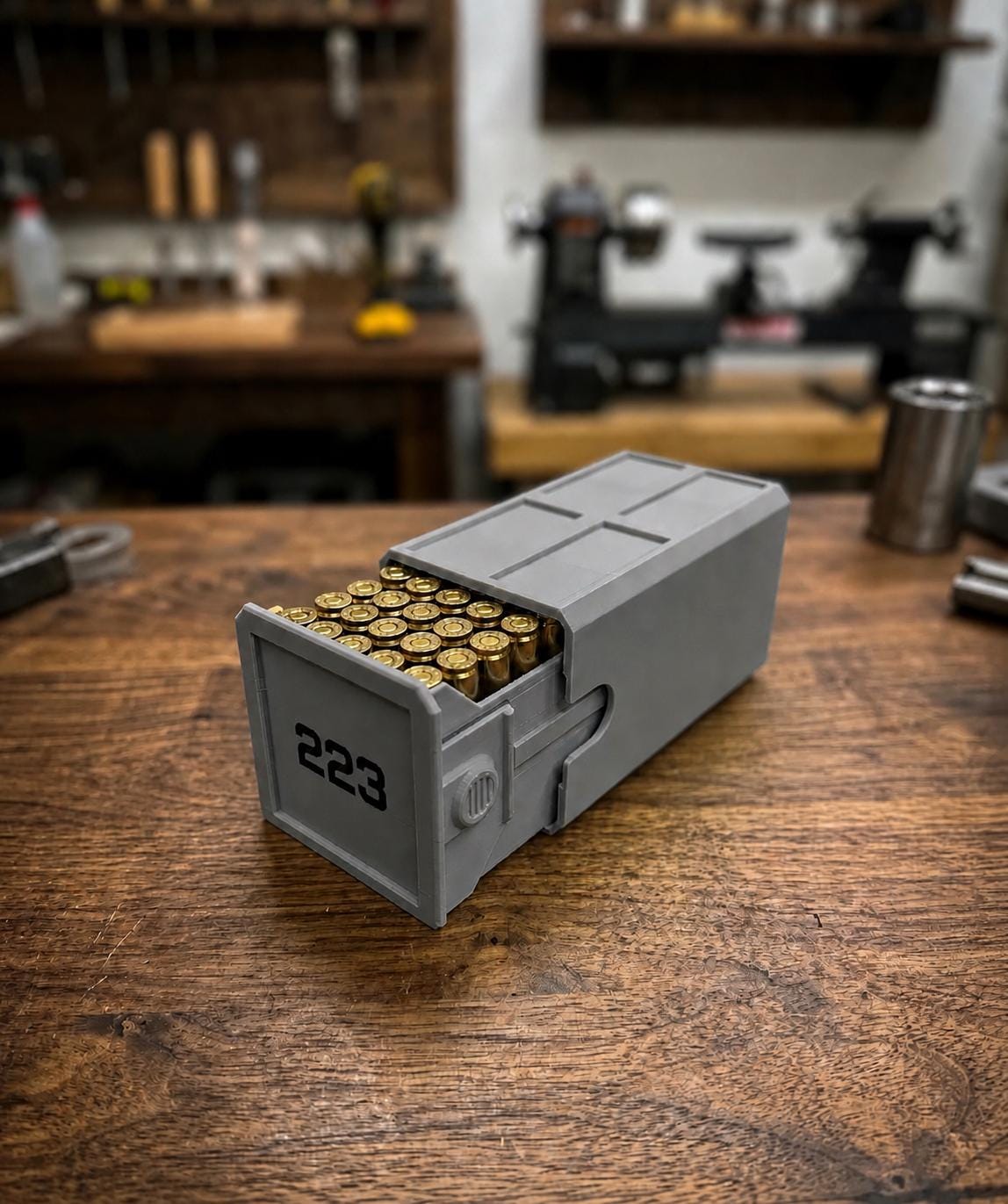 223 Ammo Box – 50 Round Stackable Ammunition Storage Case – Sliding Drawer with Dual Latches