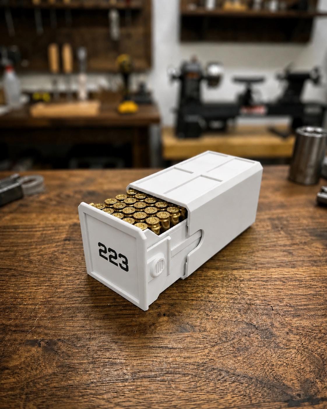 223 Ammo Box – 50 Round Stackable Ammunition Storage Case – Sliding Drawer with Dual Latches