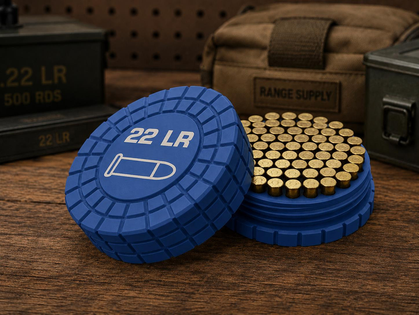 22LR Pocket Ammo Box – 55 Round Capacity – Compact Stackable Sliding Ammunition Storage Case
