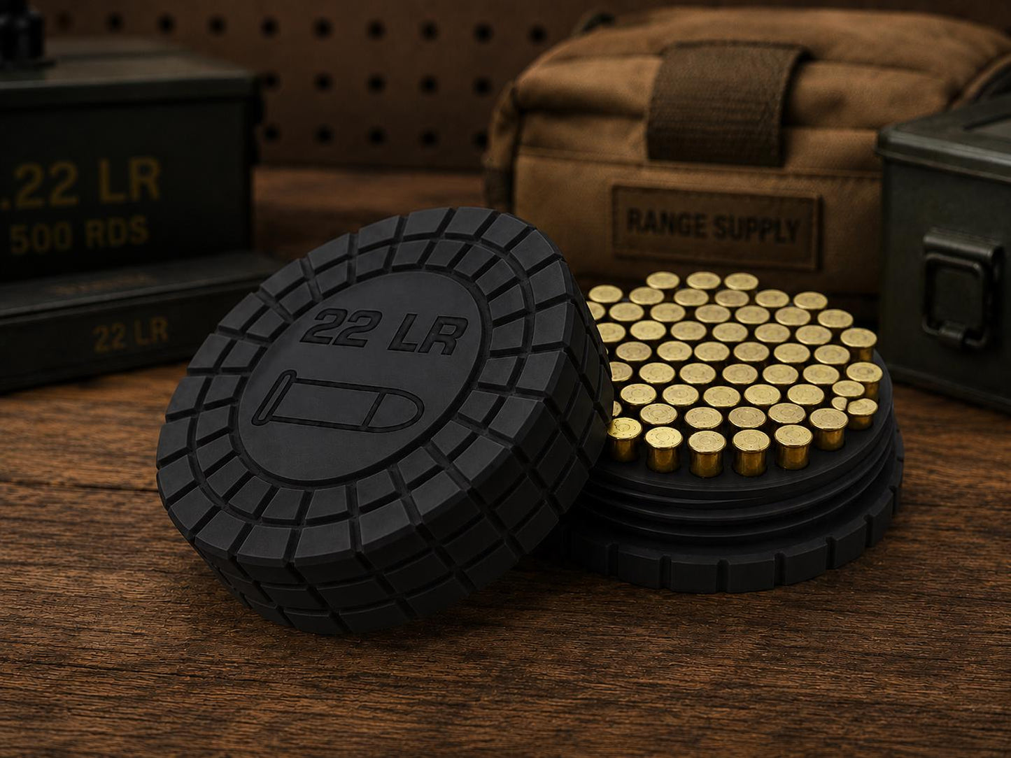 22LR Pocket Ammo Box – 55 Round Capacity – Compact Stackable Sliding Ammunition Storage Case