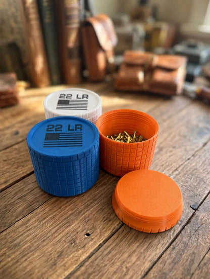 22 LR Ammo Cylinder – 325 Round Empty Storage Container, 3D Printed Screw-Top Ammo Organizer, Range Box for 22 LR Ammunition