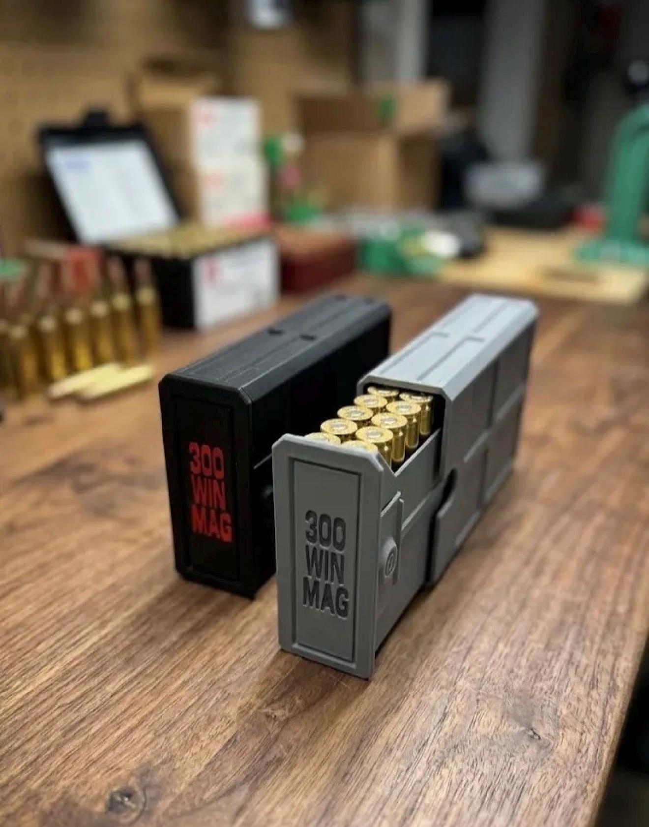 300 Winchester Magnum Ammo Box | 20 Round Stackable Storage Case | Dual-Latch Ammo Holder