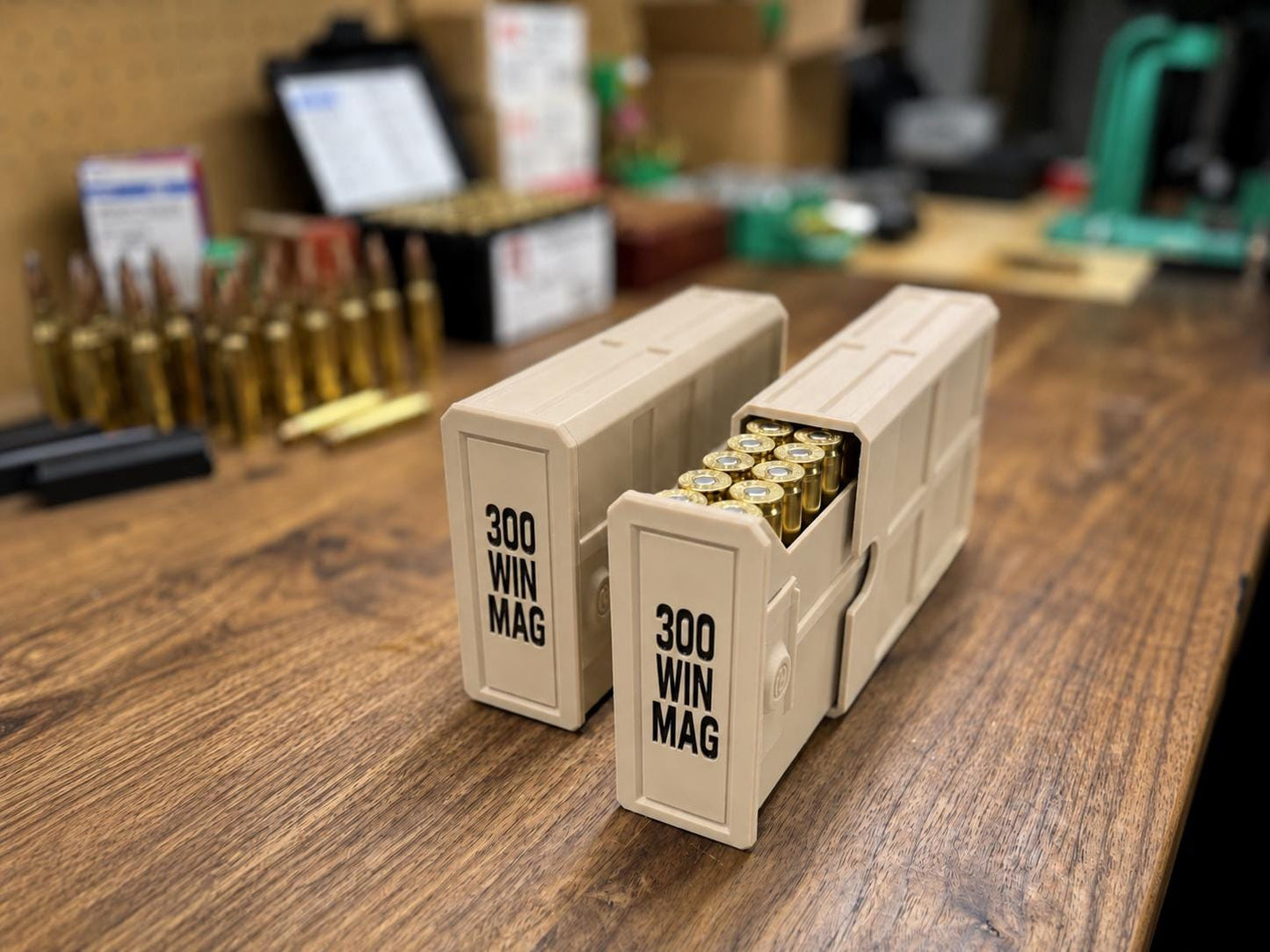 300 Winchester Magnum Ammo Box | 20 Round Stackable Storage Case | Dual-Latch Ammo Holder