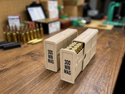 300 Winchester Magnum Ammo Box | 20 Round Stackable Storage Case | Dual-Latch Ammo Holder