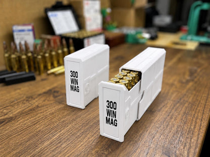 300 Winchester Magnum Ammo Box | 20 Round Stackable Storage Case | Dual-Latch Ammo Holder