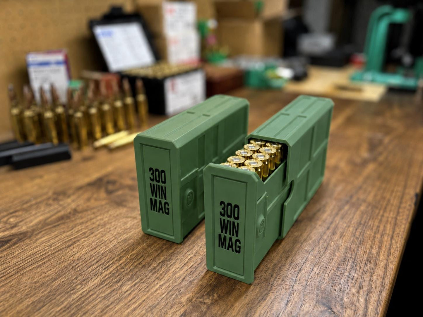 300 Winchester Magnum Ammo Box | 20 Round Stackable Storage Case | Dual-Latch Ammo Holder
