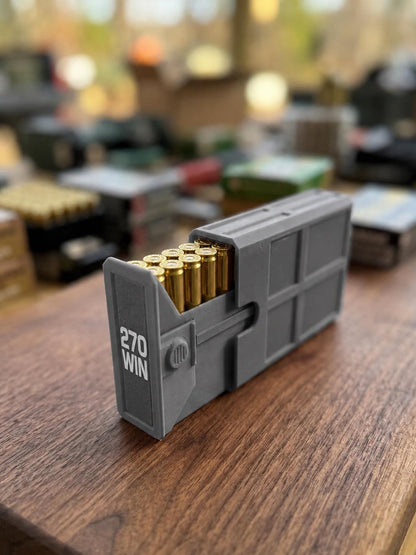 270 Winchester Magnum Ammo Box | 20 Round Stackable Storage Case | Dual-Latch Ammo Holder