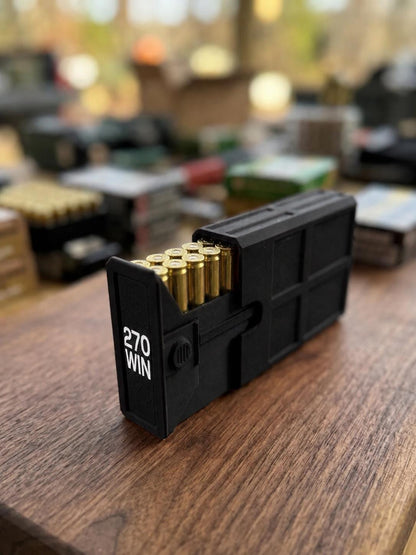 270 Winchester Magnum Ammo Box | 20 Round Stackable Storage Case | Dual-Latch Ammo Holder