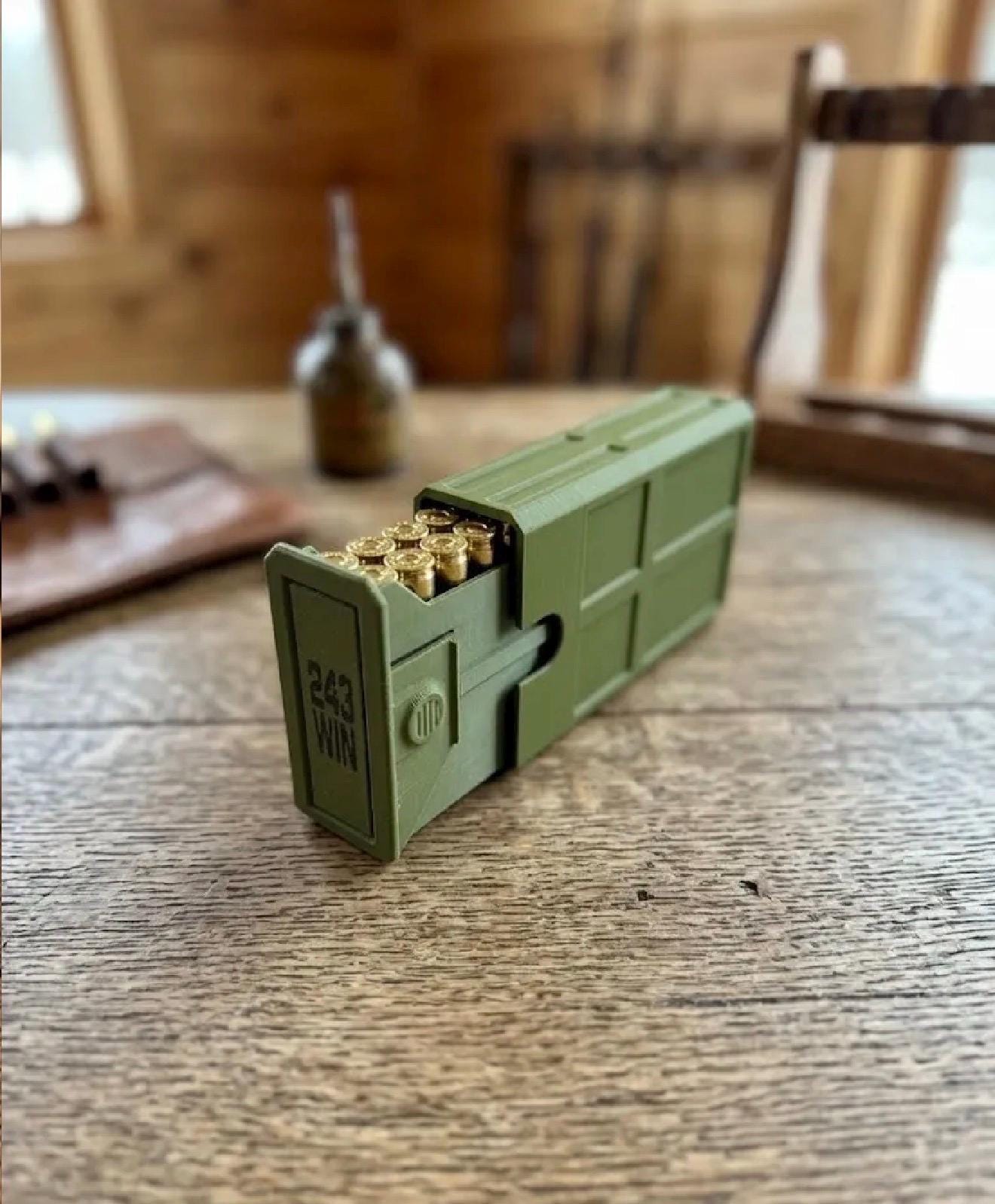 243 Winchester Ammo Box – 20-Round Stackable Sliding Ammunition Storage Case, 3D-Printed Range & Hunting Organizer