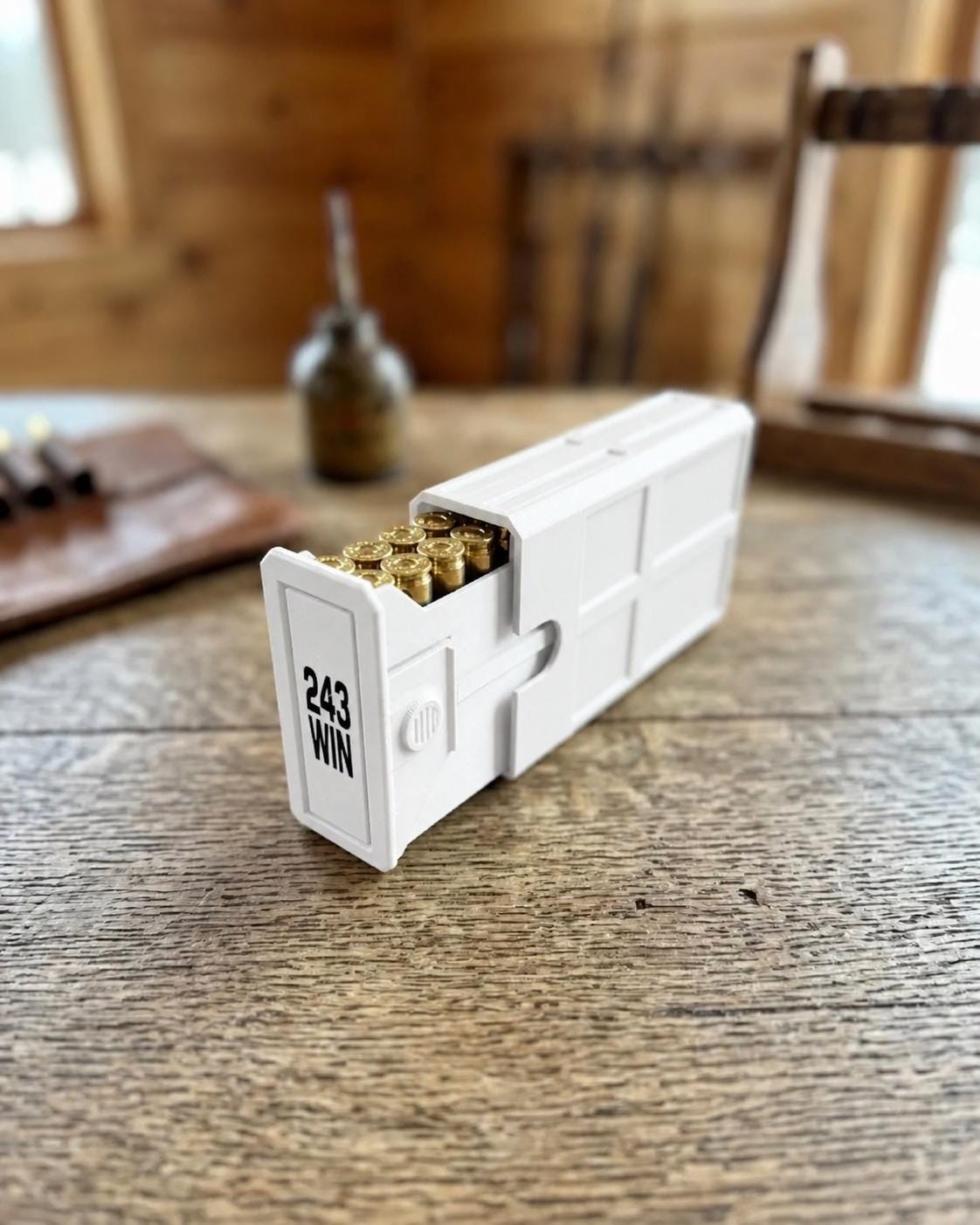243 Winchester Ammo Box – 20-Round Stackable Sliding Ammunition Storage Case, 3D-Printed Range & Hunting Organizer