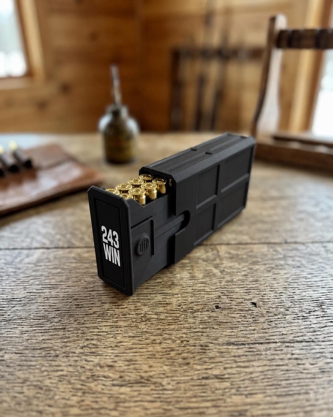 243 Winchester Ammo Box – 20-Round Stackable Sliding Ammunition Storage Case, 3D-Printed Range & Hunting Organizer
