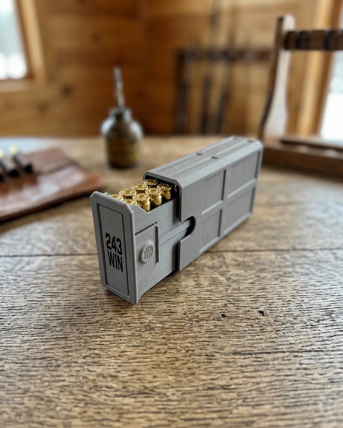 243 Winchester Ammo Box – 20-Round Stackable Sliding Ammunition Storage Case, 3D-Printed Range & Hunting Organizer