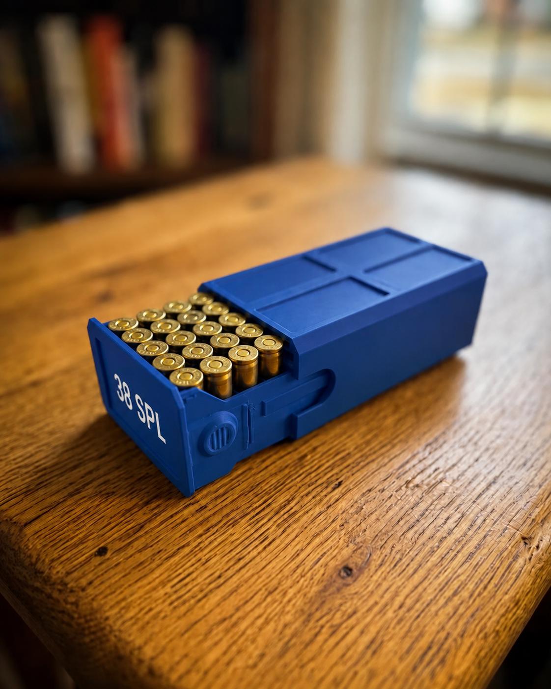 38 Special Ammo Case – 50 Round Stackable Storage Box, Dual-Latch System