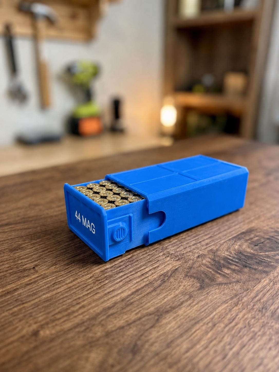 44 Magnum Ammo Storage Box – 50 Rounds, Stackable w/ Secure Dual Latch. Custom Colors
