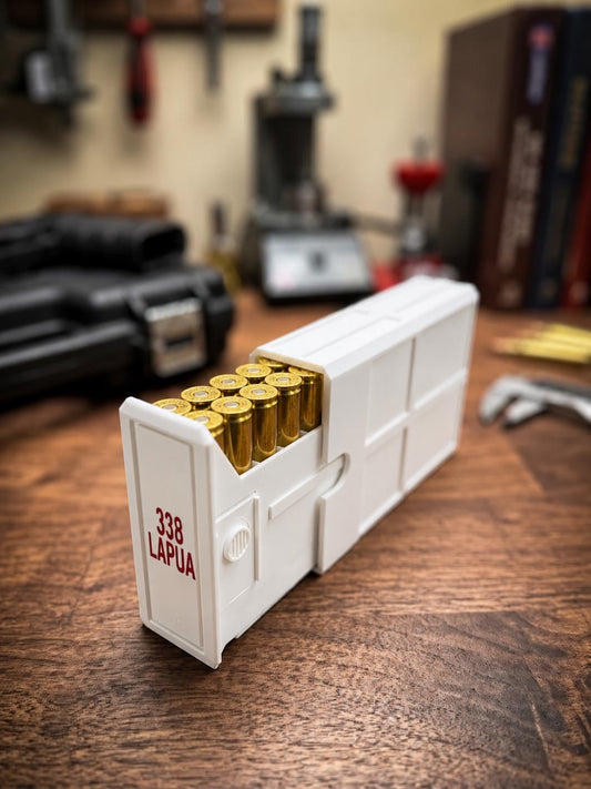 338 Lapua Ammo Box – 20 Round Stackable Storage Case (Made in USA)
