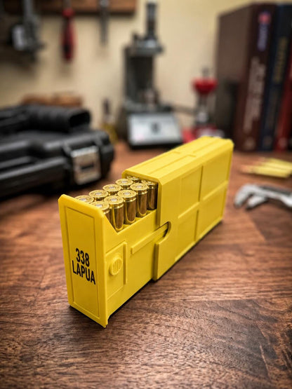338 Lapua Ammo Box – 20 Round Stackable Storage Case (Made in USA)