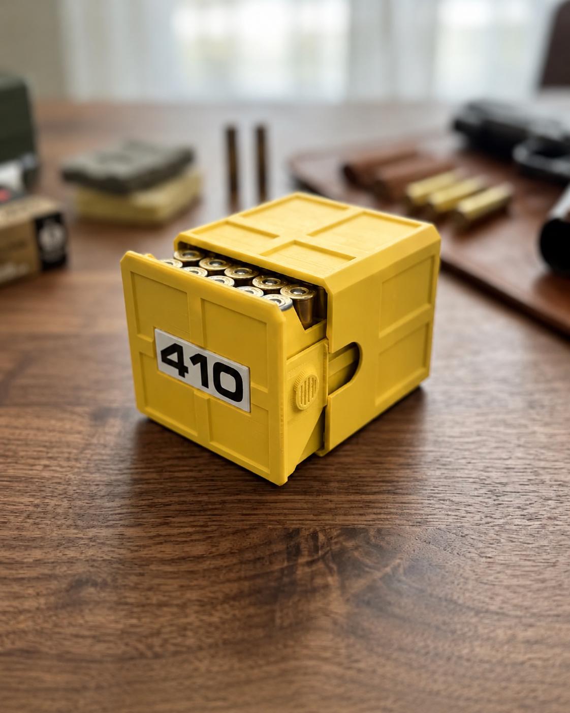 410 Ammo Box – 25-Round Shotshell Storage Case, Stackable Sliding Drawer, Made USA