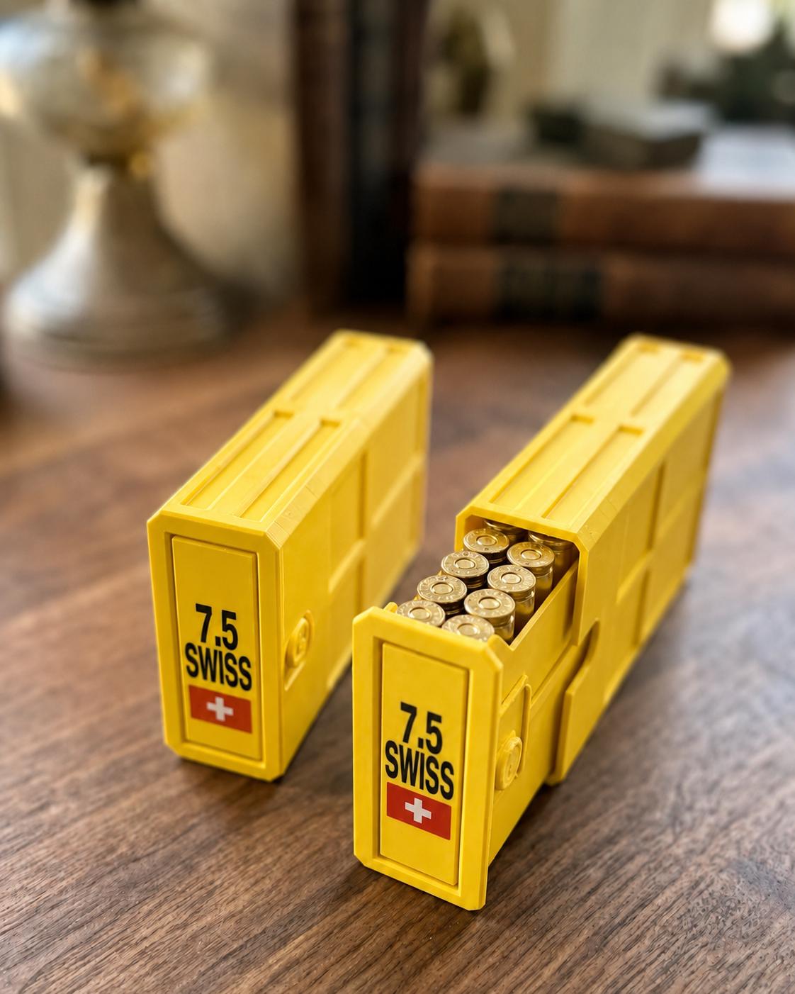 7.5x55 Swiss Ammo Box – 20 Round Capacity – Stackable Sliding Ammunition Storage Case