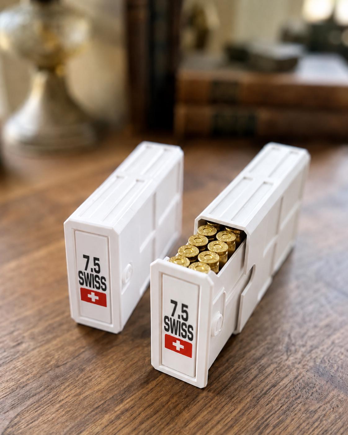 7.5x55 Swiss Ammo Box – 20 Round Capacity – Stackable Sliding Ammunition Storage Case