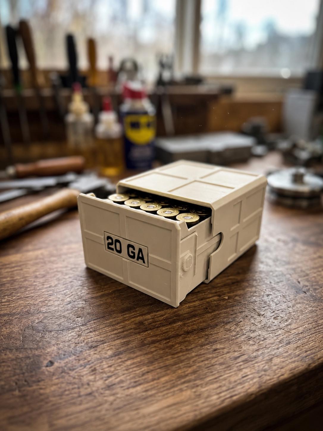 20 Gauge Shotshell Ammo Box – 25 Round Stackable Storage Case