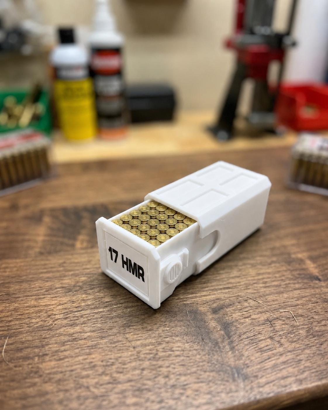 17 HMR Ammo Box – 50 Round Stackable Storage Case with Sliding Drawer