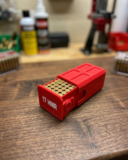 17 HMR Ammo Box – 50 Round Stackable Storage Case with Sliding Drawer