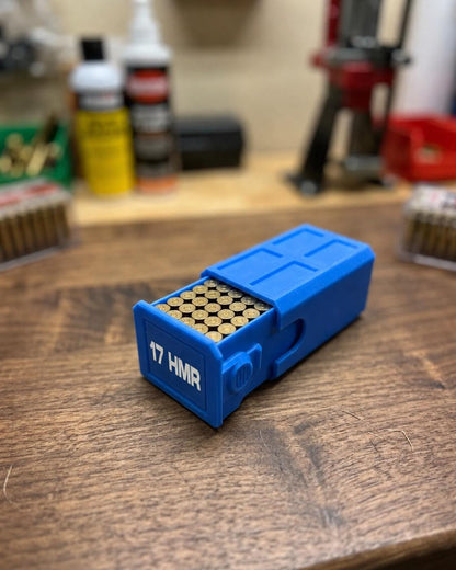 17 HMR Ammo Box – 50 Round Stackable Storage Case with Sliding Drawer