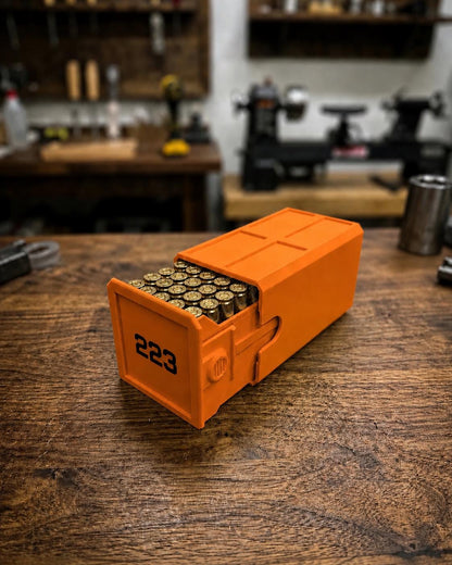 223 Ammo Box – 50 Round Stackable Ammunition Storage Case – Sliding Drawer with Dual Latches