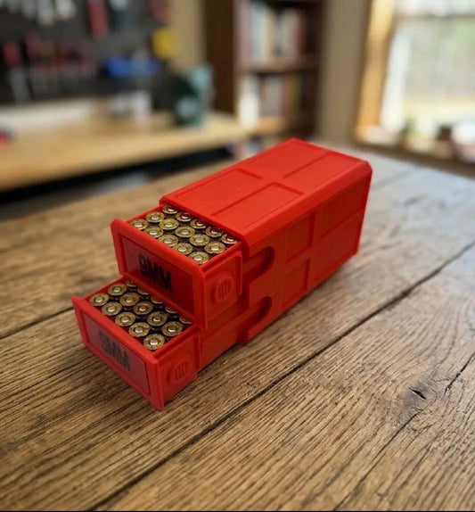 9MM Ammo Storage Box – 100 Round Stackable Case, Dual-Latch Organizer